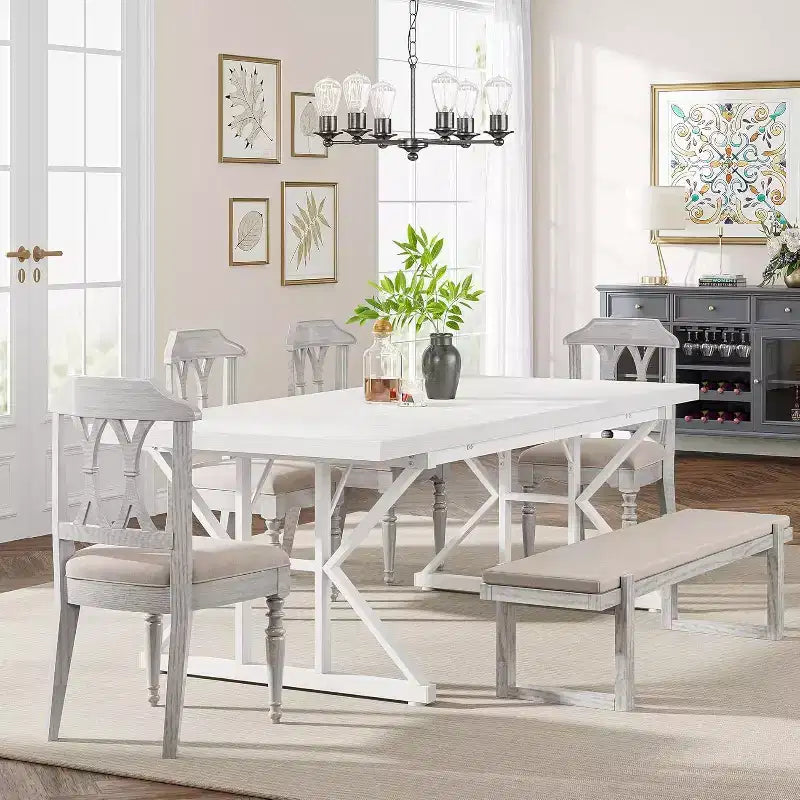 Table à manger rectangulaire en bois de 180 cm pour 6 personnes