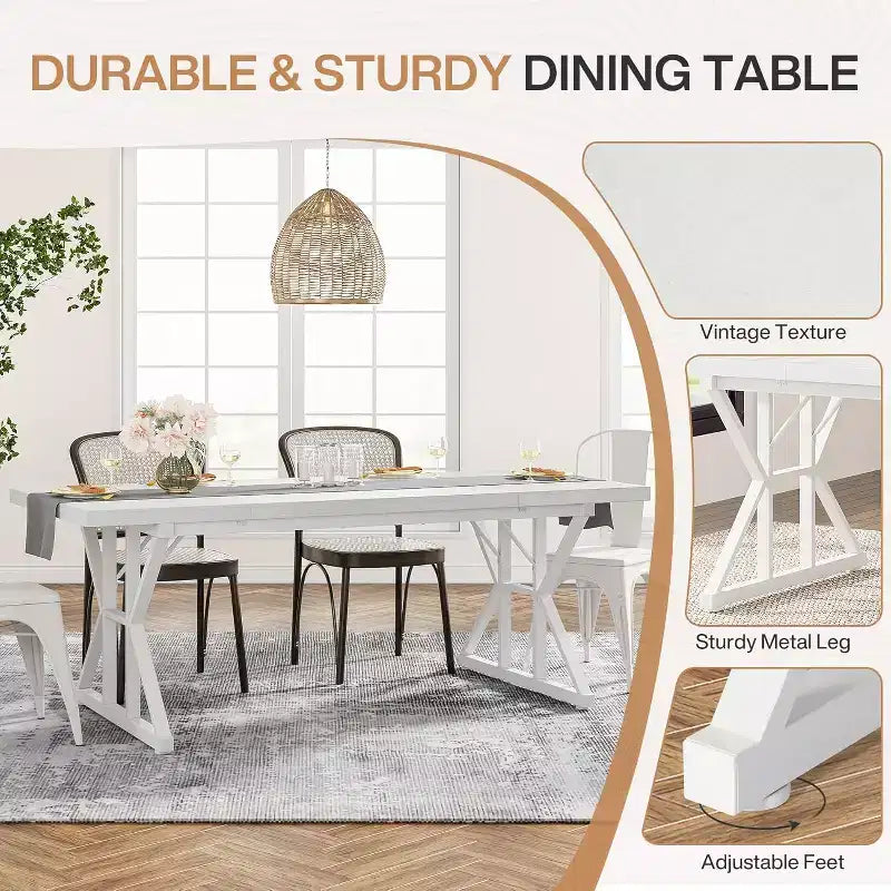 Table à manger rectangulaire en bois de 180 cm pour 6 personnes