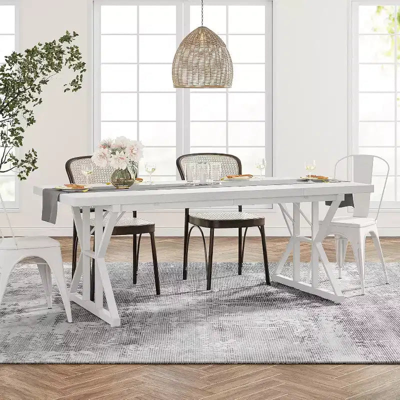 Table à manger rectangulaire en bois de 180 cm pour 6 personnes