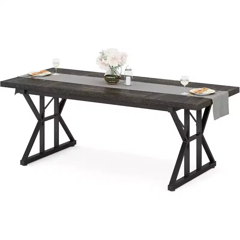 Table à manger rectangulaire en bois de 180 cm pour 6 personnes