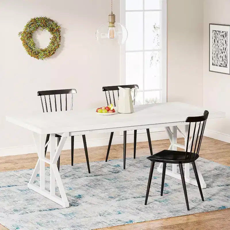 Table à manger rectangulaire en bois de 180 cm pour 6 personnes