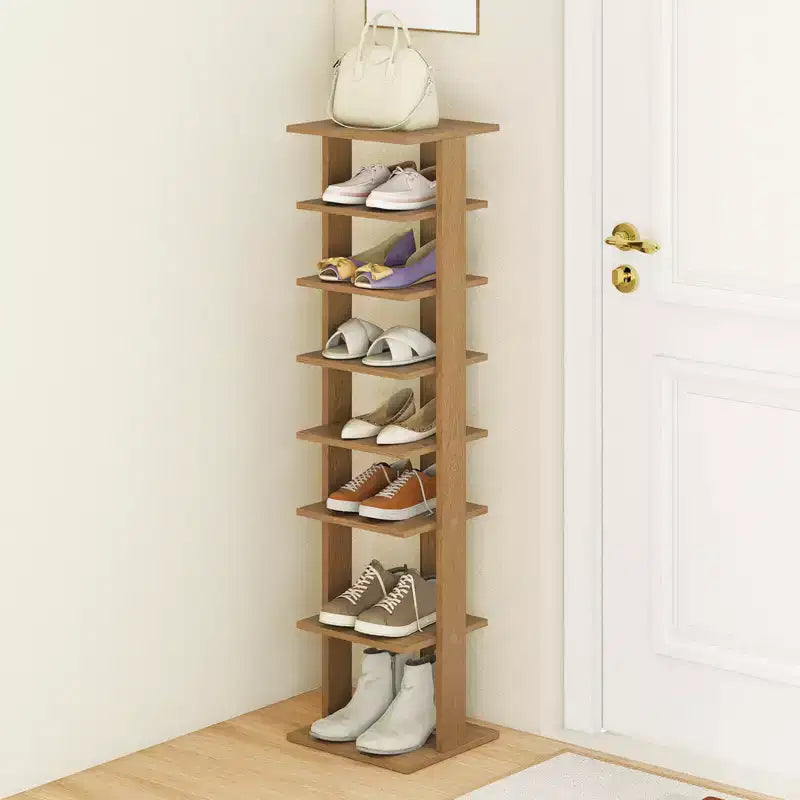 Étagère à chaussures 7 niveaux en bois, blanche/noire