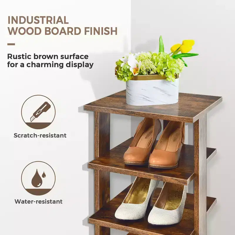 Étagère à chaussures 7 niveaux en bois, blanche/noire
