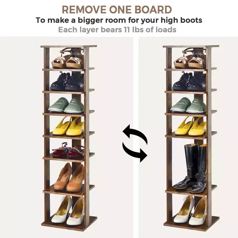 Étagère à chaussures 7 niveaux en bois, blanche/noire