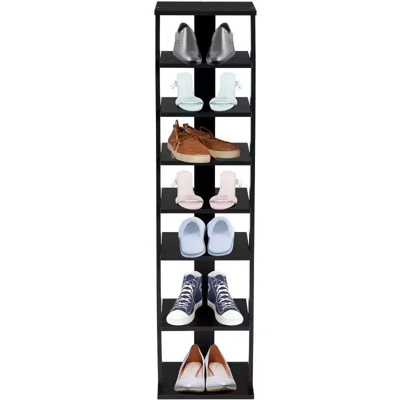 Étagère à chaussures 7 niveaux en bois, blanche/noire