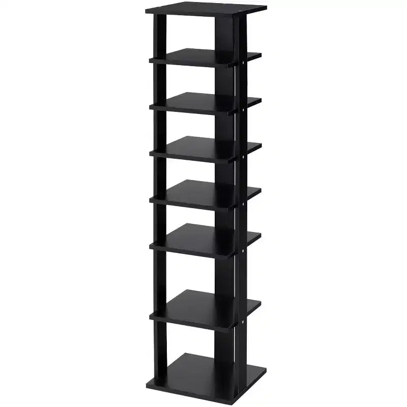 Étagère à chaussures 7 niveaux en bois, blanche/noire