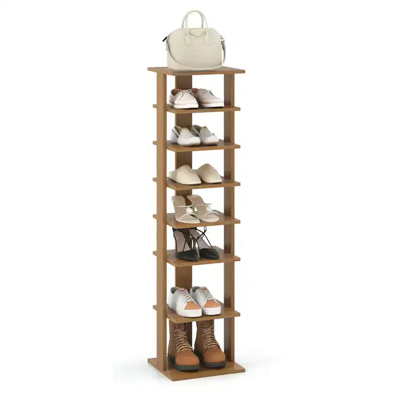 Étagère à chaussures 7 niveaux en bois, blanche/noire