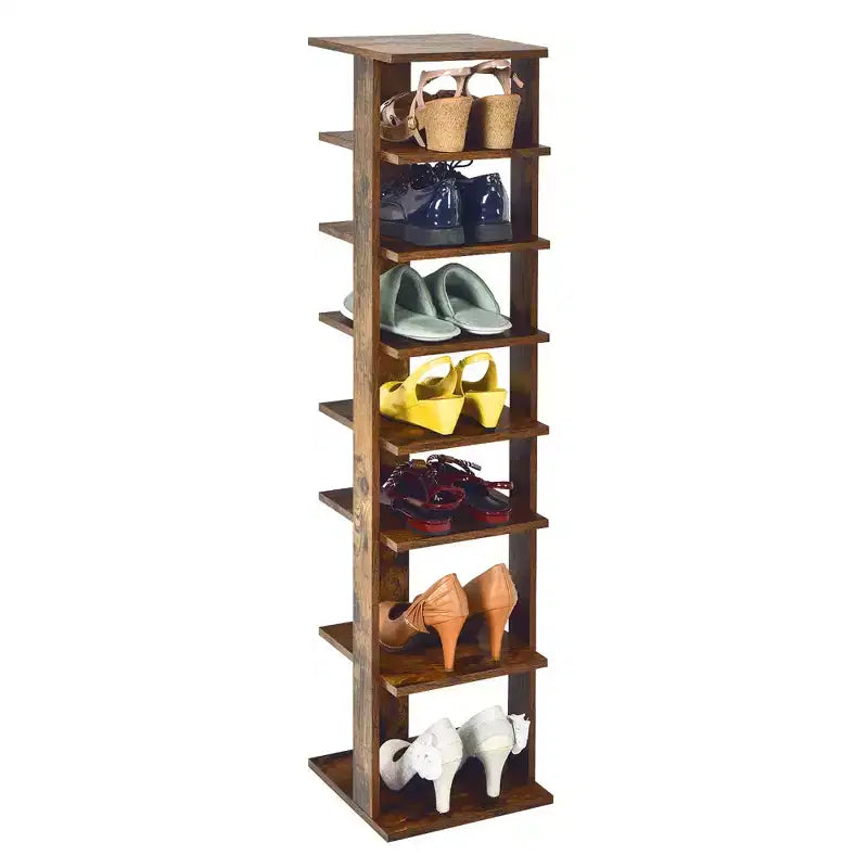 Étagère à chaussures 7 niveaux en bois, blanche/noire