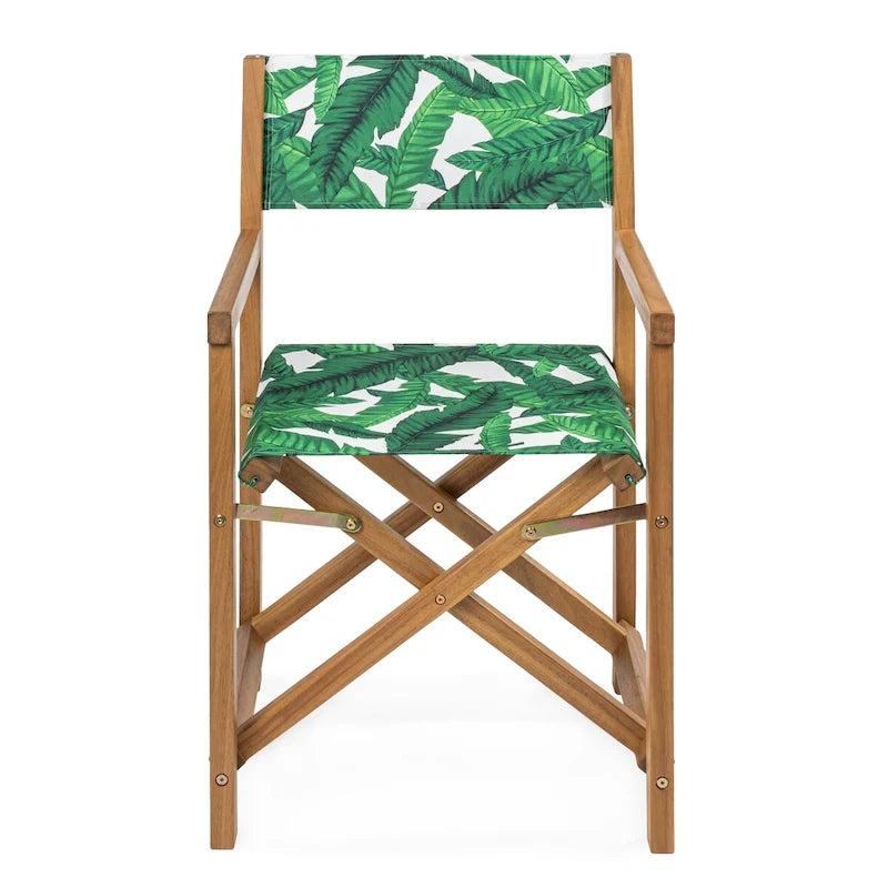 Chaise de réalisateur pliable en bois d'acacia d'extérieur vintage classique Waldo avec siège en toile, (lot de 2) par JONATHAN Y
