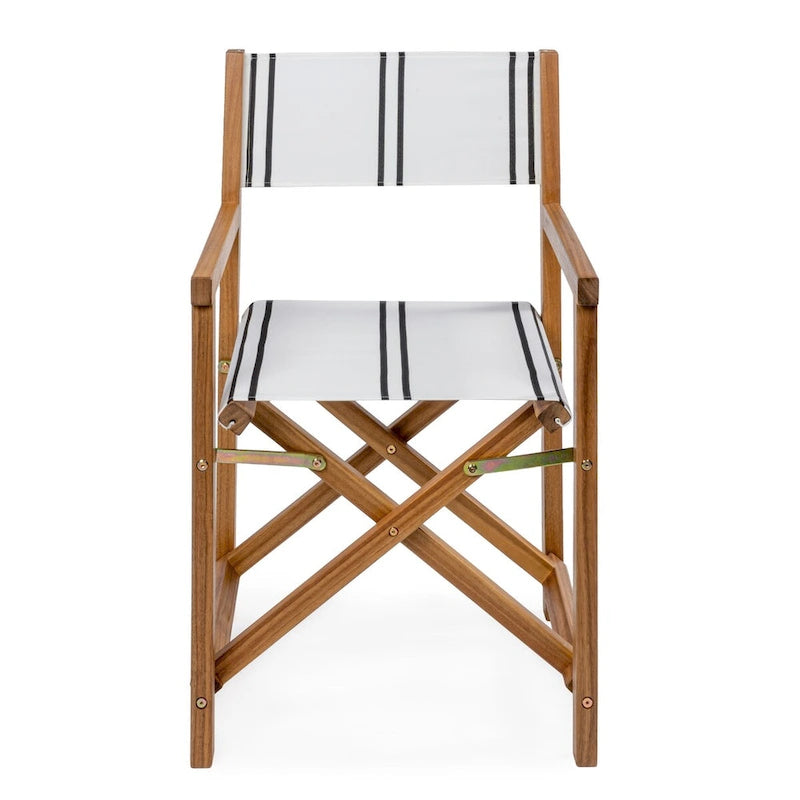 Chaise de réalisateur pliable en bois d'acacia d'extérieur vintage classique Waldo avec siège en toile, (lot de 2) par JONATHAN Y