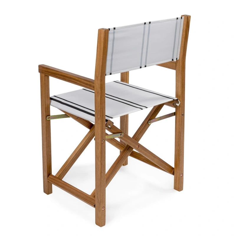 Chaise de réalisateur pliable en bois d'acacia d'extérieur vintage classique Waldo avec siège en toile, (lot de 2) par JONATHAN Y