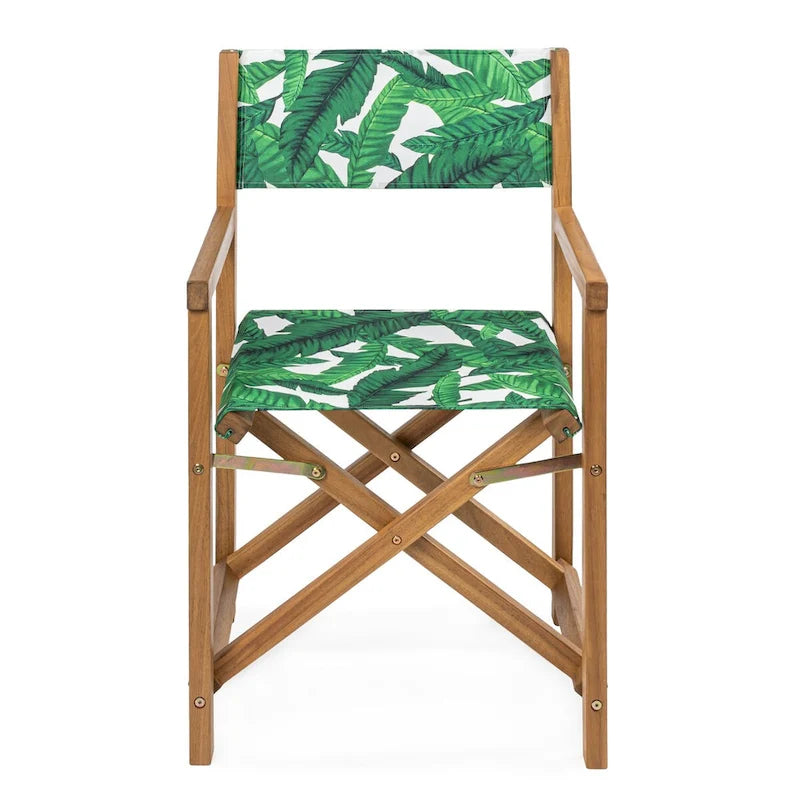 Chaise de réalisateur pliable en bois d'acacia d'extérieur vintage classique Waldo avec siège en toile, (lot de 2) par JONATHAN Y