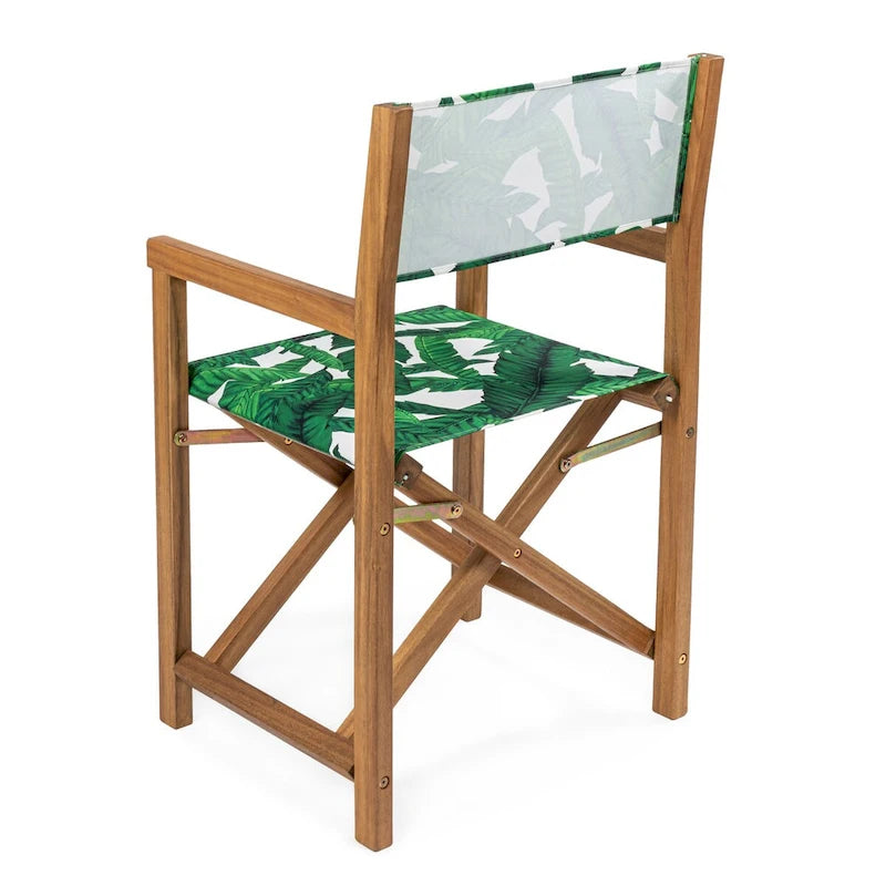 Chaise de réalisateur pliable en bois d'acacia d'extérieur vintage classique Waldo avec siège en toile, (lot de 2) par JONATHAN Y