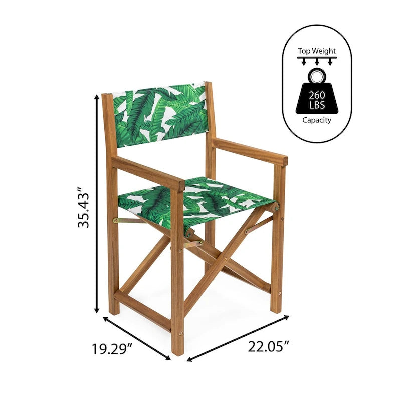 Chaise de réalisateur pliable en bois d'acacia d'extérieur vintage classique Waldo avec siège en toile, (lot de 2) par JONATHAN Y