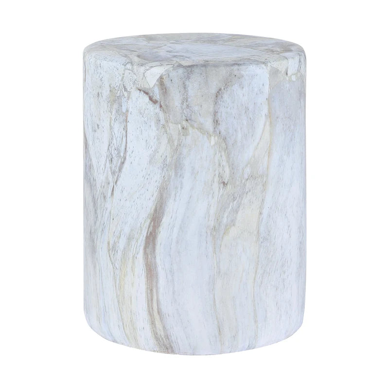 Table d'appoint colonne Luke 16 par JONATHAN Y, motif marbre synthétique minimaliste moderne, pour l'intérieur et l'extérieur