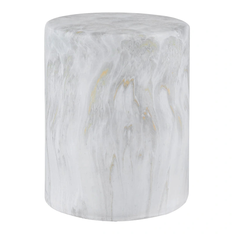 Table d'appoint colonne Luke 16 par JONATHAN Y, motif marbre synthétique minimaliste moderne, pour l'intérieur et l'extérieur
