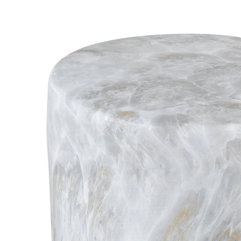 Table d'appoint colonne Luke 16 par JONATHAN Y, motif marbre synthétique minimaliste moderne, pour l'intérieur et l'extérieur