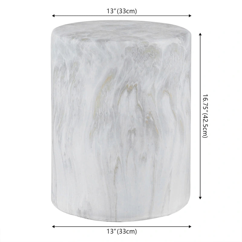 Table d'appoint colonne Luke 16 par JONATHAN Y, motif marbre synthétique minimaliste moderne, pour l'intérieur et l'extérieur