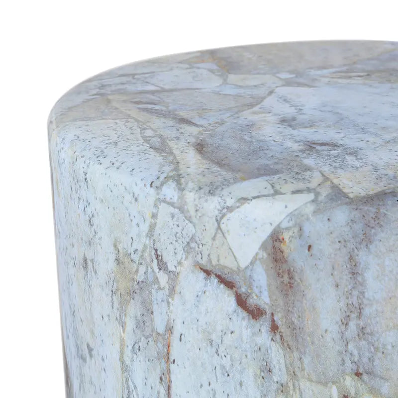 Table d'appoint colonne Luke 16 par JONATHAN Y, motif marbre synthétique minimaliste moderne, pour l'intérieur et l'extérieur