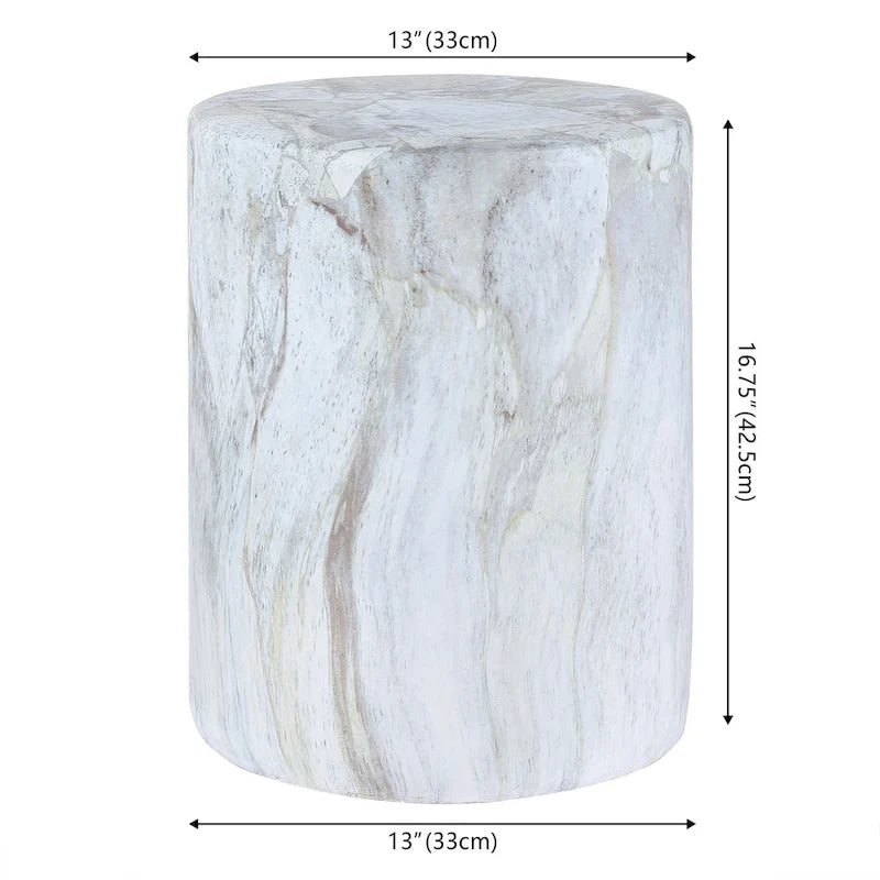 Table d'appoint colonne Luke 16 par JONATHAN Y, motif marbre synthétique minimaliste moderne, pour l'intérieur et l'extérieur