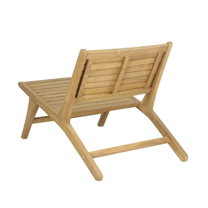 Chaise de patio d'extérieur sans accoudoirs en bois style Mid-Century Seagrove, naturelle par JONATHAN Y