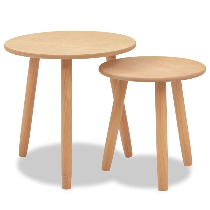 Side Table Nesting Coffee Table Set Set 2 Pieces Solid Pinewood - 18.9*18.7INCH