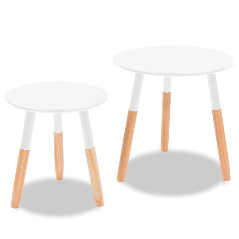 Table d'appoint Table basse gigogne Lot de 2 pièces en pin massif - 48 x 47,5 cm