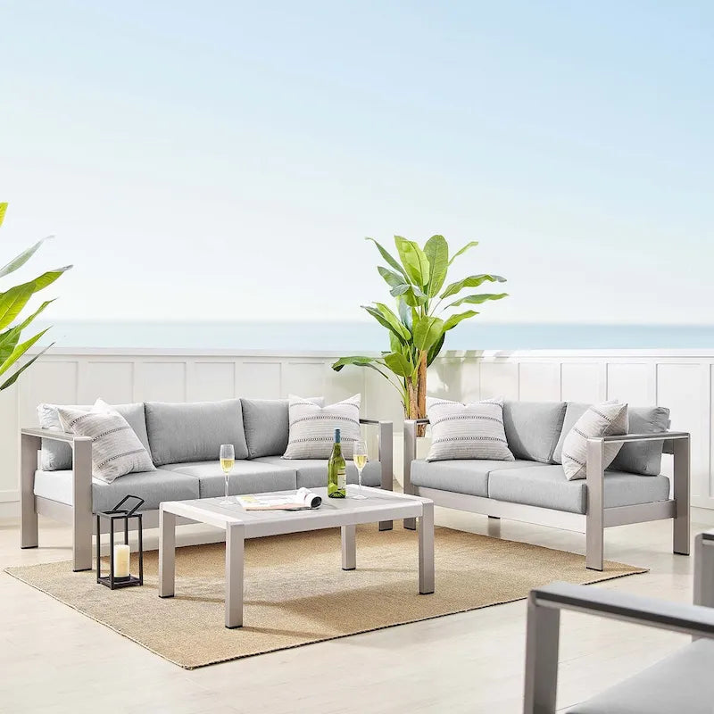 Ensemble de 3 pièces Shore Sunbrella en aluminium pour patio extérieur