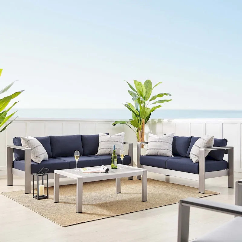 Ensemble de 3 pièces Shore Sunbrella en aluminium pour patio extérieur