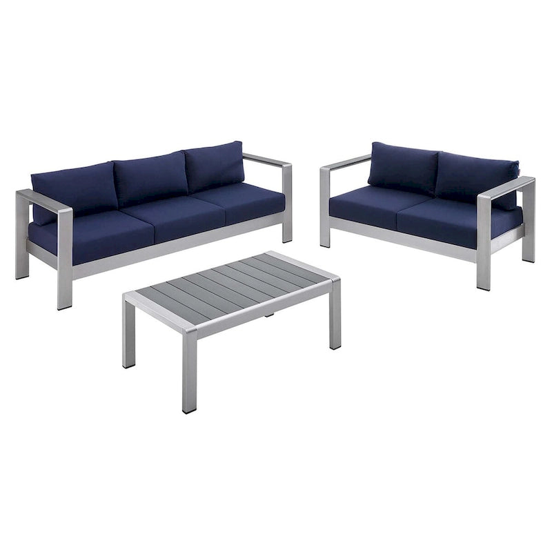 Ensemble de 3 pièces Shore Sunbrella en aluminium pour patio extérieur