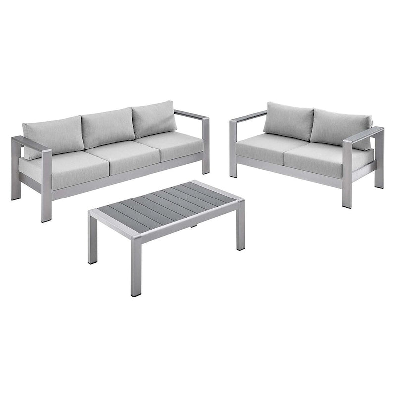 Ensemble de 3 pièces Shore Sunbrella en aluminium pour patio extérieur