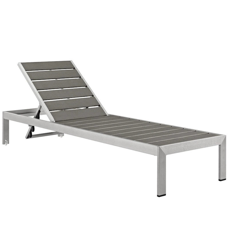 Ensemble de 2 chaises longues de patio Shore en aluminium gris