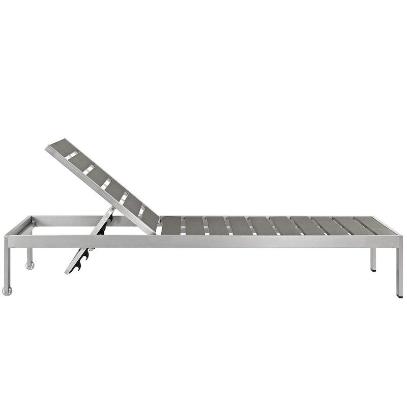 Ensemble de 2 chaises longues de patio Shore en aluminium gris