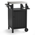 Table d'appoint roulante pour barbecue/grill, Chariot de service et table de préparation extérieure avec plateau en acier inoxydable 304 - PEHD