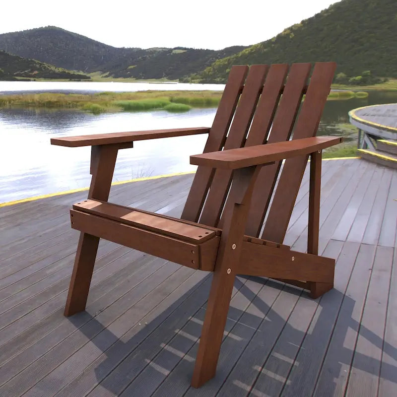 Chaise Adirondack moderne d'extérieur en bois d'acacia Westport, par JONATHAN Y