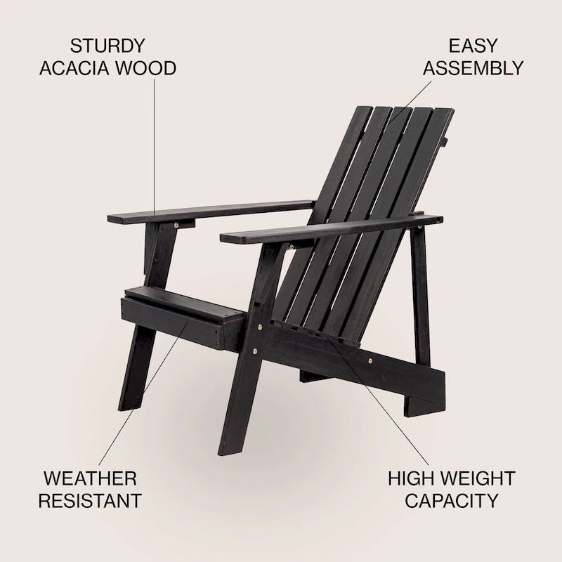 Chaise Adirondack moderne d'extérieur en bois d'acacia Westport, par JONATHAN Y