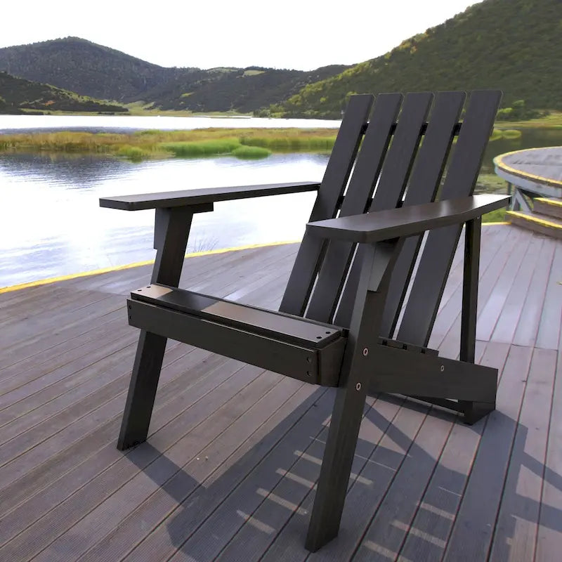 Chaise Adirondack moderne d'extérieur en bois d'acacia Westport, par JONATHAN Y