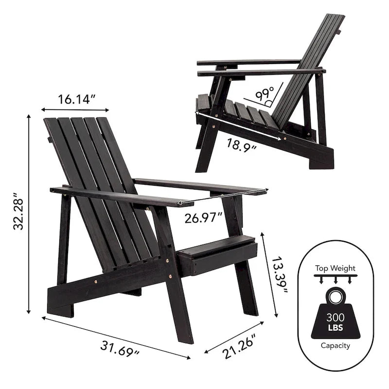Chaise Adirondack moderne d'extérieur en bois d'acacia Westport, par JONATHAN Y