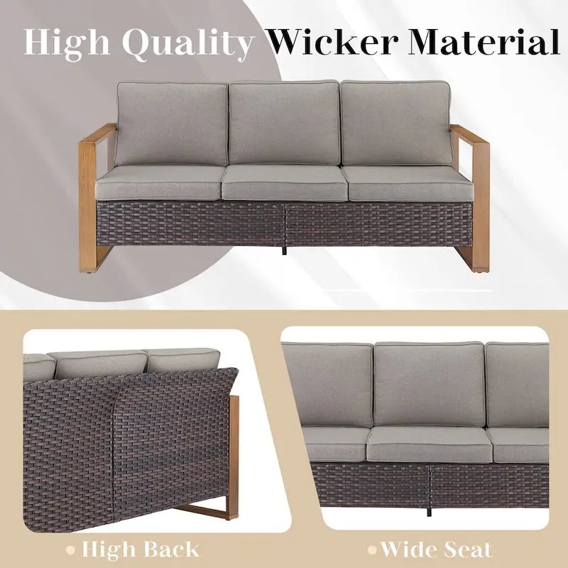 Ensemble de mobilier de patio en rotin 5 pièces - Marron