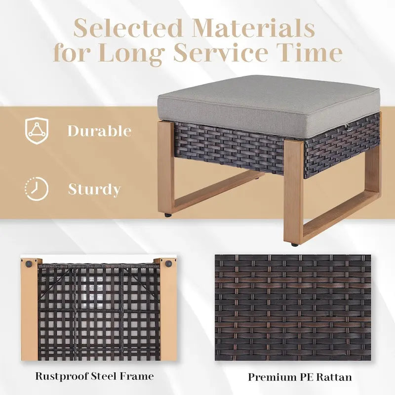 Ensemble de mobilier de patio en rotin 5 pièces - Marron