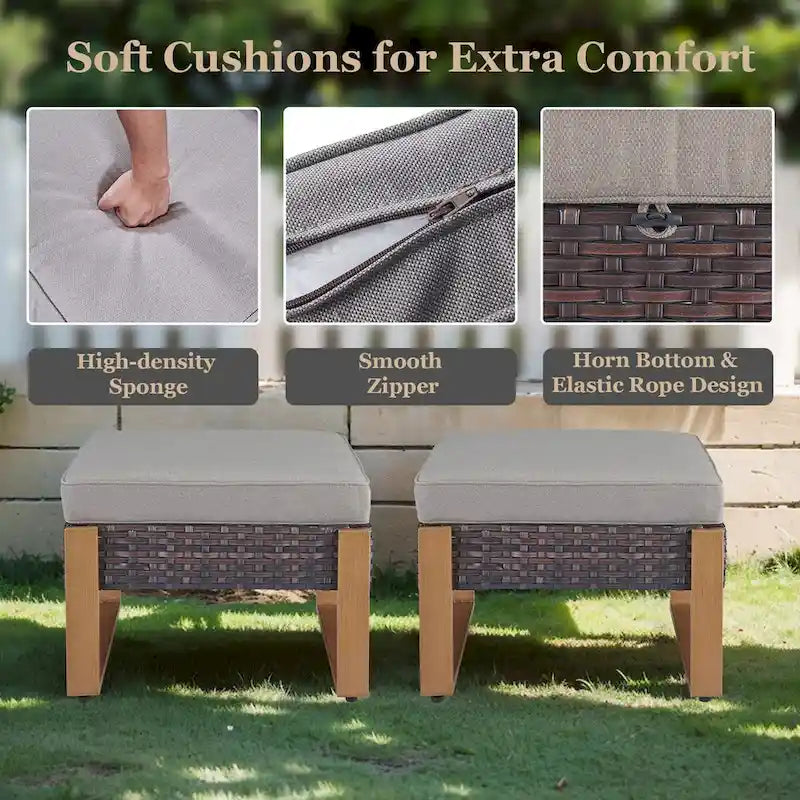 Ensemble de mobilier de patio en rotin 5 pièces - Marron