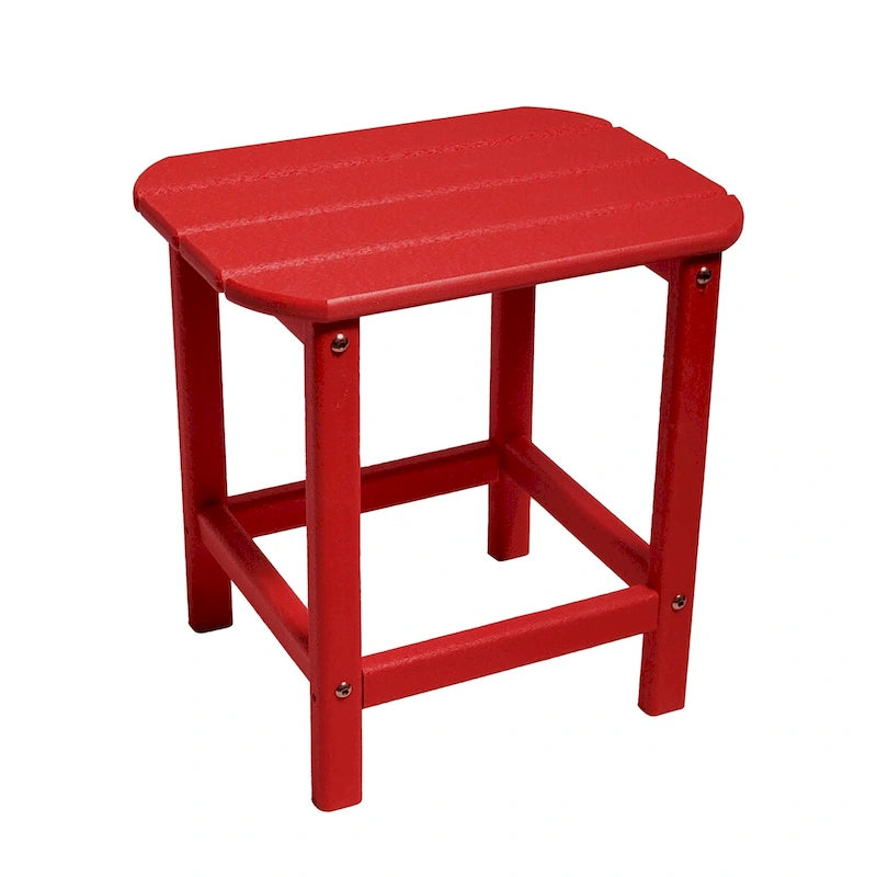 Table d'appoint d'extérieur en plastique recyclable HDPE tout temps ResinTeak, rouge