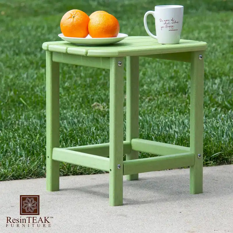 Table d'appoint d'extérieur en plastique recyclable HDPE tout temps ResinTeak, rouge