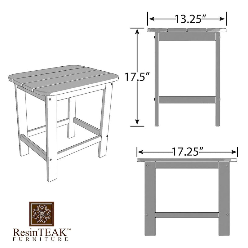 Table d'appoint d'extérieur en plastique recyclable HDPE tout temps ResinTeak, rouge