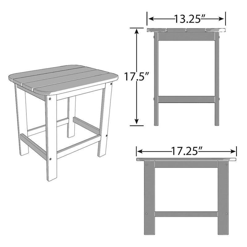 Table d'appoint d'extérieur en plastique recyclable HDPE tout temps ResinTeak, rouge