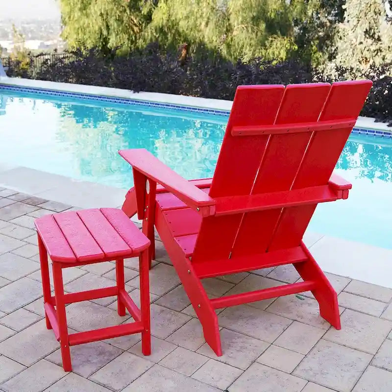 Table d'appoint d'extérieur en plastique recyclable HDPE tout temps ResinTeak, rouge