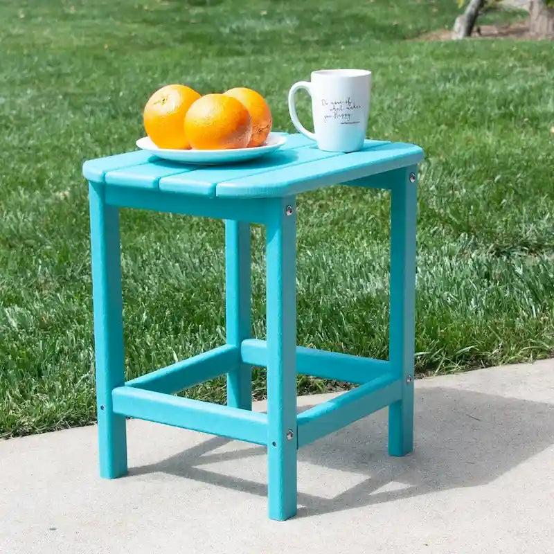 Table d'appoint d'extérieur en plastique recyclable HDPE tout temps ResinTeak, rouge