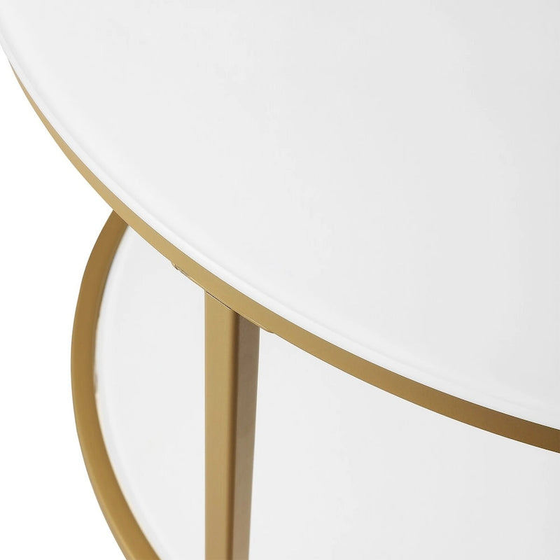 Table basse d'appoint moderne à 2 niveaux en verre avec étagère de rangement