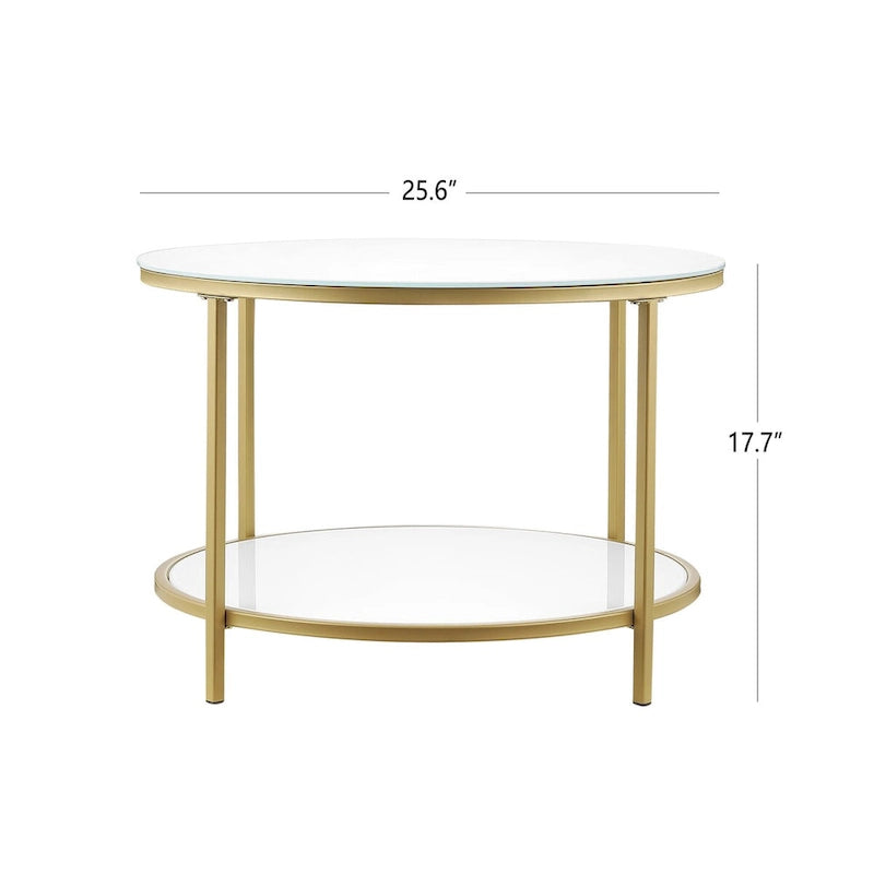 Table basse d'appoint moderne à 2 niveaux en verre avec étagère de rangement