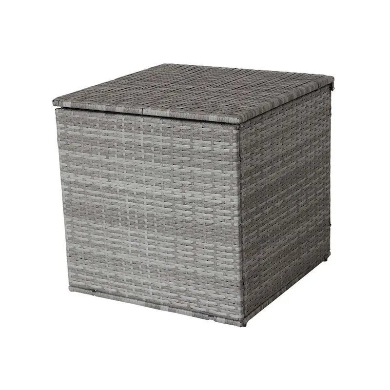 Ensemble de conversation d'extérieur 4 pièces en rotin avec coffre de rangement et coussins blancs